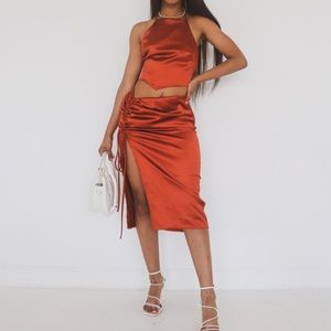 Satin Halter + Skirt Set